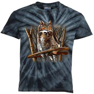 Wildlife - Owl Perched Kids Tie-Dye T-Shirt