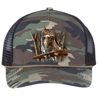 Wildlife - Owl Perched Retro Rope Trucker Hat Cap