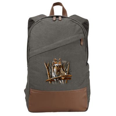 Wildlife - Owl Perched Cotton Canvas Backpack