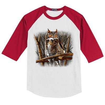 Wildlife - Owl Perched Kids Colorblock Raglan Jersey