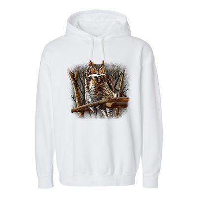 Wildlife - Owl Perched Garment-Dyed Fleece Hoodie