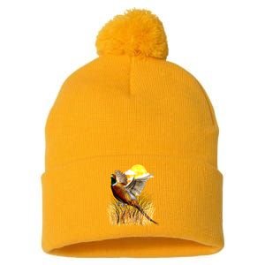 Wildlife - Pheasant Bird Portrait Pom Pom 12in Knit Beanie