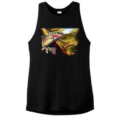 Wildlife - Rainbow Trout Ladies PosiCharge Tri-Blend Wicking Tank