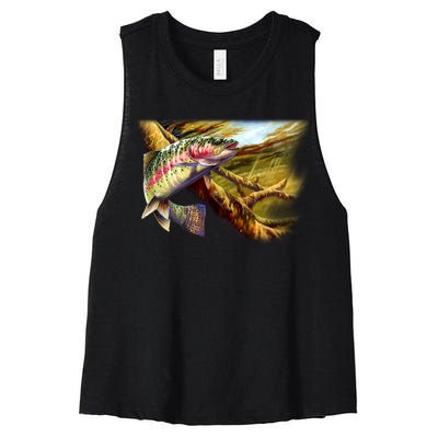 Wildlife - Rainbow Trout Women's Racerback Cropped Tank