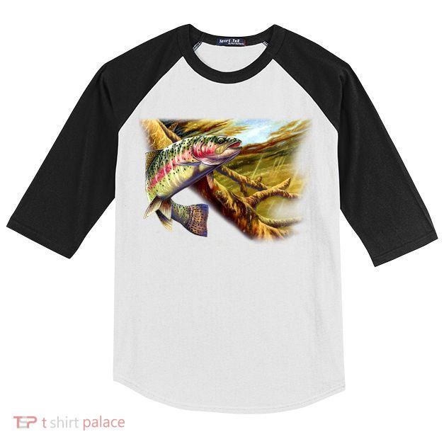 Wildlife - Rainbow Trout Kids Colorblock Raglan Jersey