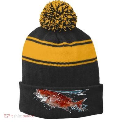 Wildlife - Red Snapper Surfacing Stripe Pom Pom Beanie