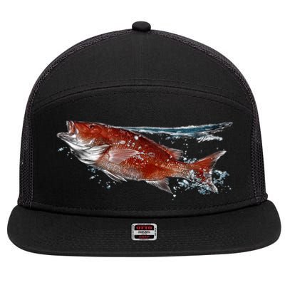 Wildlife - Red Snapper Surfacing 7 Panel Mesh Trucker Snapback Hat