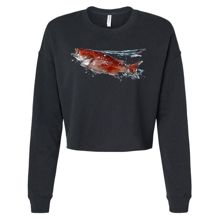 Wildlife - Red Snapper Surfacing Cropped Pullover Crew