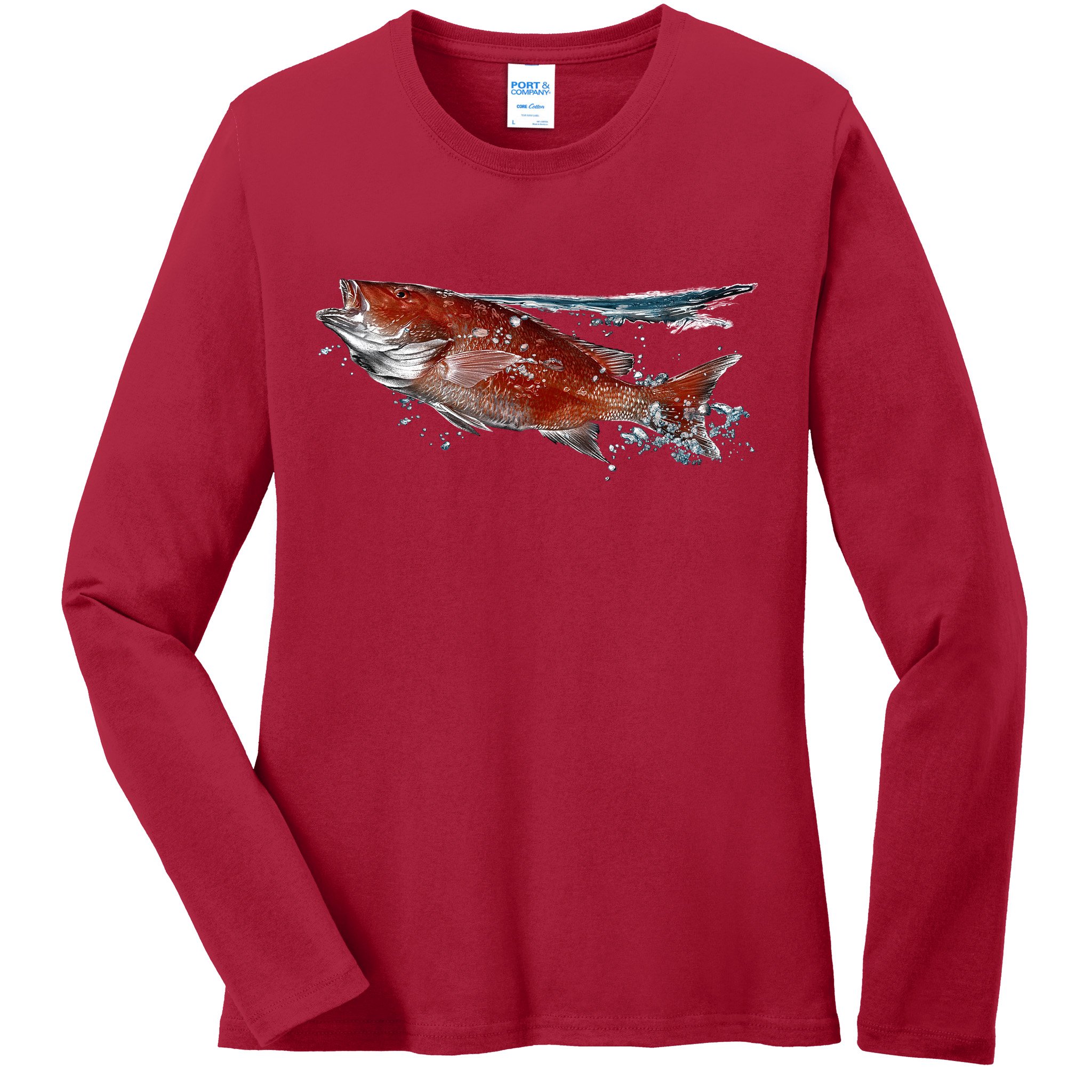 Wildlife - Red Snapper Surfacing Ladies Long Sleeve Shirt