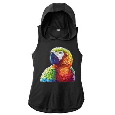 Wildlife - Scarlet Macaw Ara Parrot Ladies PosiCharge Tri-Blend Wicking Draft Hoodie Tank