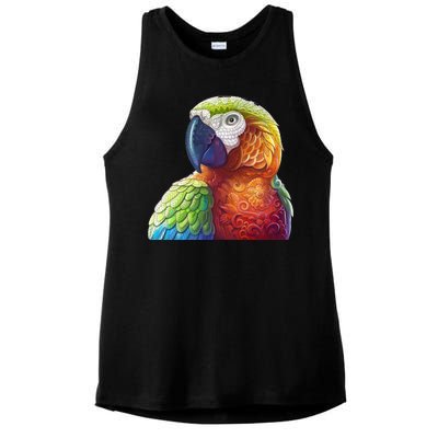 Wildlife - Scarlet Macaw Ara Parrot Ladies PosiCharge Tri-Blend Wicking Tank