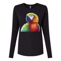 Wildlife - Scarlet Macaw Ara Parrot Womens Cotton Relaxed Long Sleeve T-Shirt