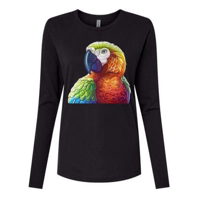 Wildlife - Scarlet Macaw Ara Parrot Womens Cotton Relaxed Long Sleeve T-Shirt