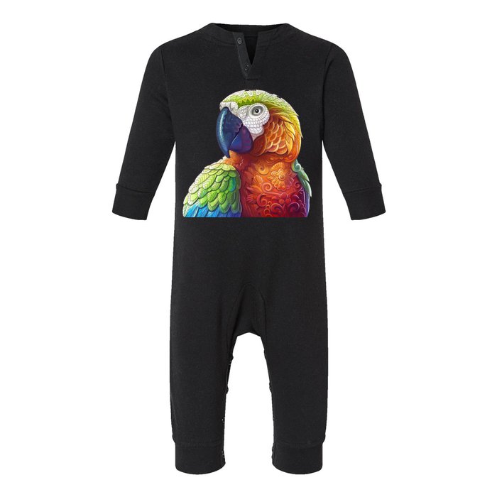 Wildlife - Scarlet Macaw Ara Parrot Infant Fleece One Piece