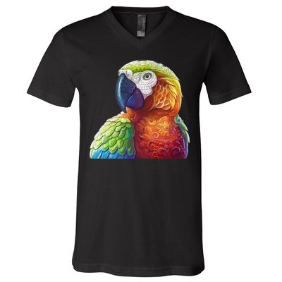 Wildlife - Scarlet Macaw Ara Parrot V-Neck T-Shirt