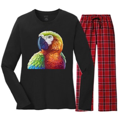 Wildlife - Scarlet Macaw Ara Parrot Women's Long Sleeve Flannel Pajama Set 