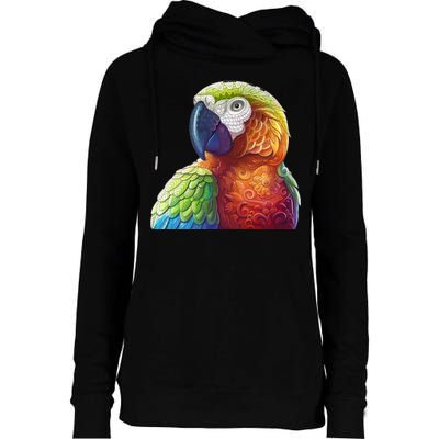 Wildlife - Scarlet Macaw Ara Parrot Womens Funnel Neck Pullover Hood