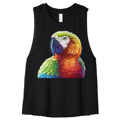 Wildlife - Scarlet Macaw Ara Parrot Women's Racerback Cropped Tank