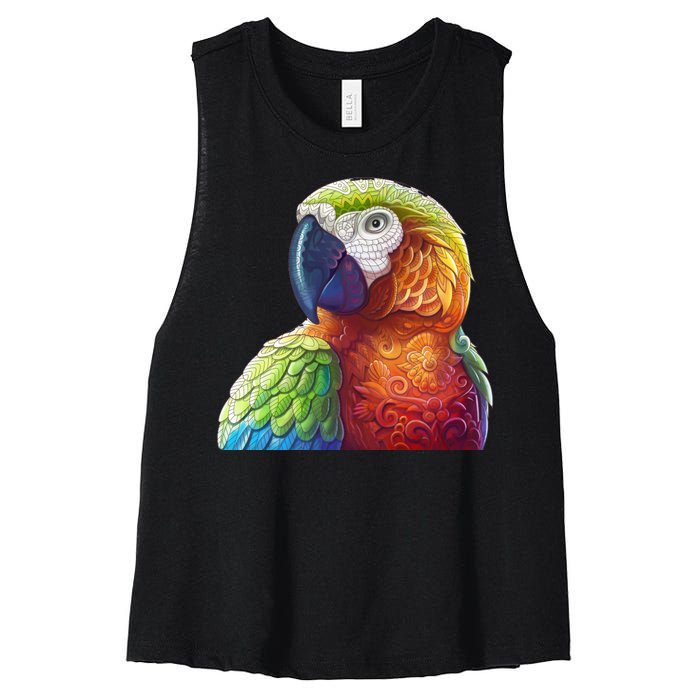 Wildlife - Scarlet Macaw Ara Parrot Women's Racerback Cropped Tank