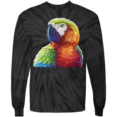 Wildlife - Scarlet Macaw Ara Parrot Tie-Dye Long Sleeve Shirt