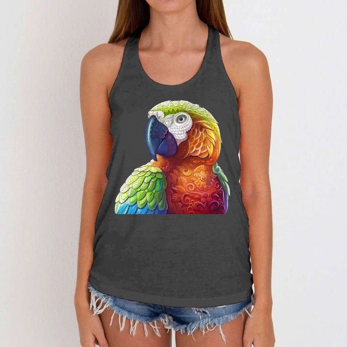 Wildlife - Scarlet Macaw Ara Parrot Women's Knotted Racerback Tank