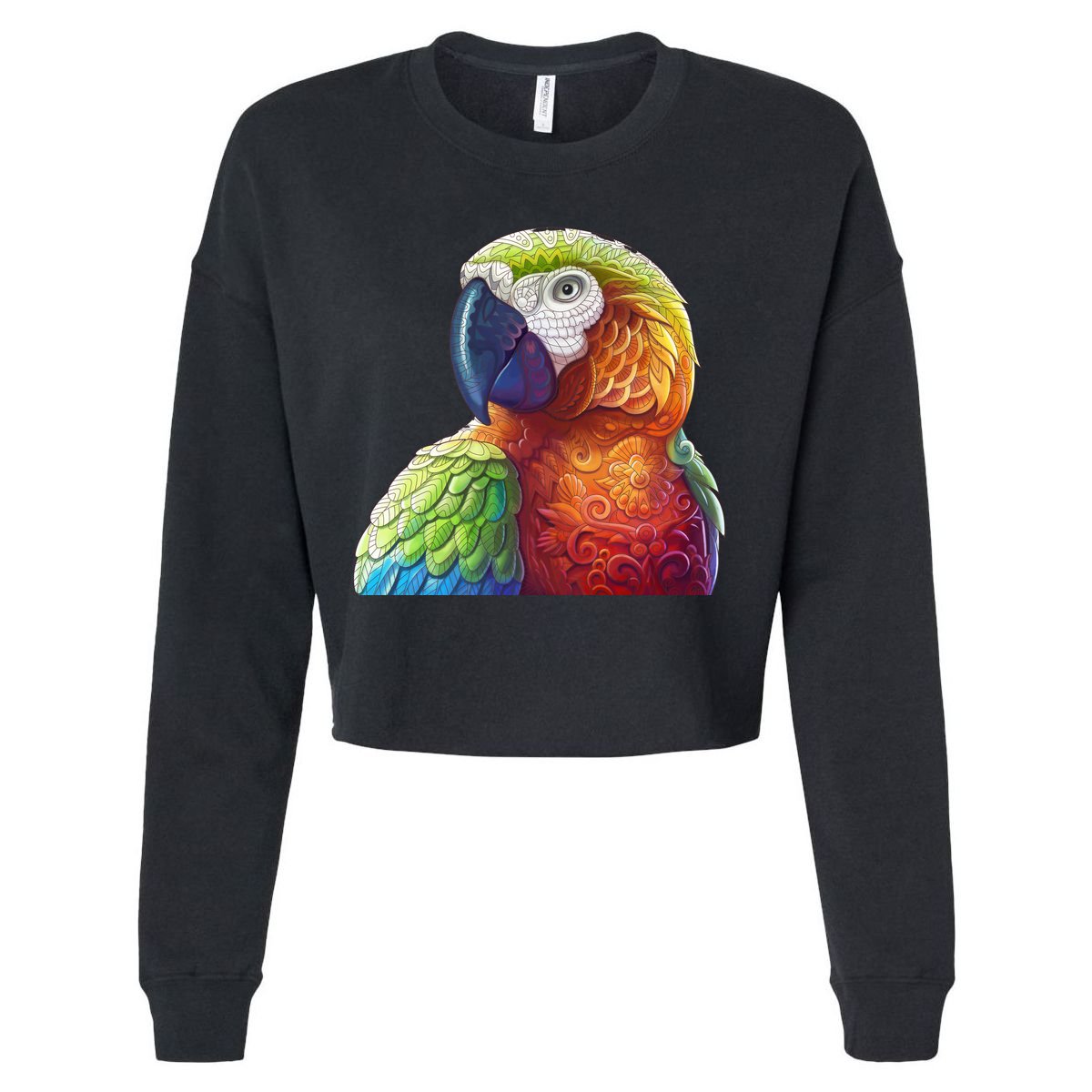 Wildlife - Scarlet Macaw Ara Parrot Cropped Pullover Crew