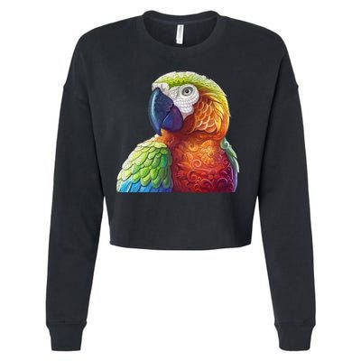 Wildlife - Scarlet Macaw Ara Parrot Cropped Pullover Crew