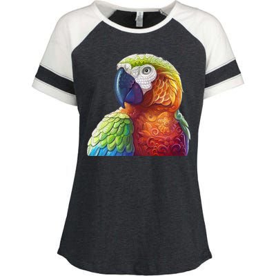 Wildlife - Scarlet Macaw Ara Parrot Enza Ladies Jersey Colorblock Tee