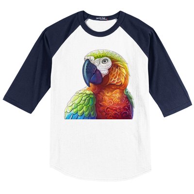 Wildlife - Scarlet Macaw Ara Parrot Baseball Sleeve Shirt