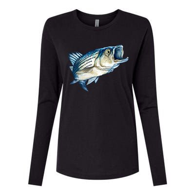 Wildlife - Striped Bass Womens Cotton Relaxed Long Sleeve T-Shirt