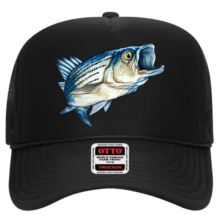 Wildlife - Striped Bass High Crown Mesh Back Trucker Hat