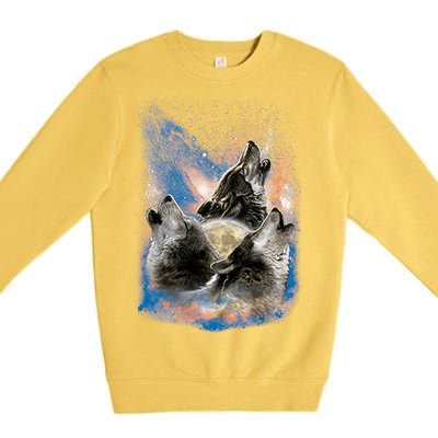 Wildlife - Three Space Wolves Premium Crewneck Sweatshirt