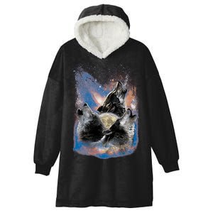 Wildlife - Three Space Wolves Hooded Wearable Blanket