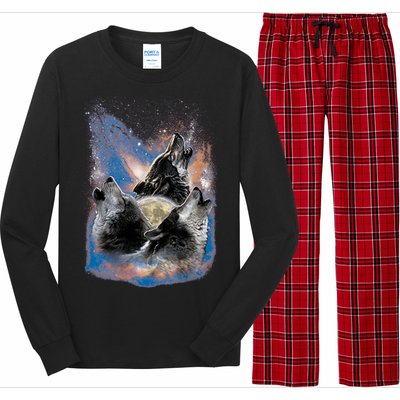 Wildlife - Three Space Wolves Long Sleeve Pajama Set