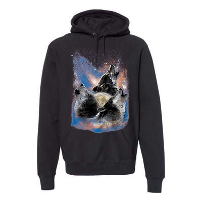 Wildlife - Three Space Wolves Premium Hoodie