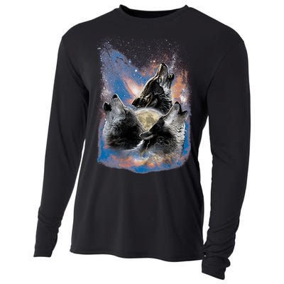 Wildlife - Three Space Wolves Cooling Performance Long Sleeve Crew