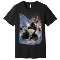 Wildlife - Three Space Wolves Premium T-Shirt