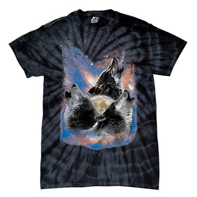 Wildlife - Three Space Wolves Tie-Dye T-Shirt