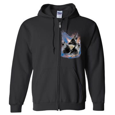 Wildlife - Three Space Wolves Full Zip Hoodie