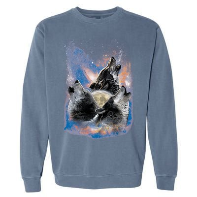 Wildlife - Three Space Wolves Garment-Dyed Sweatshirt