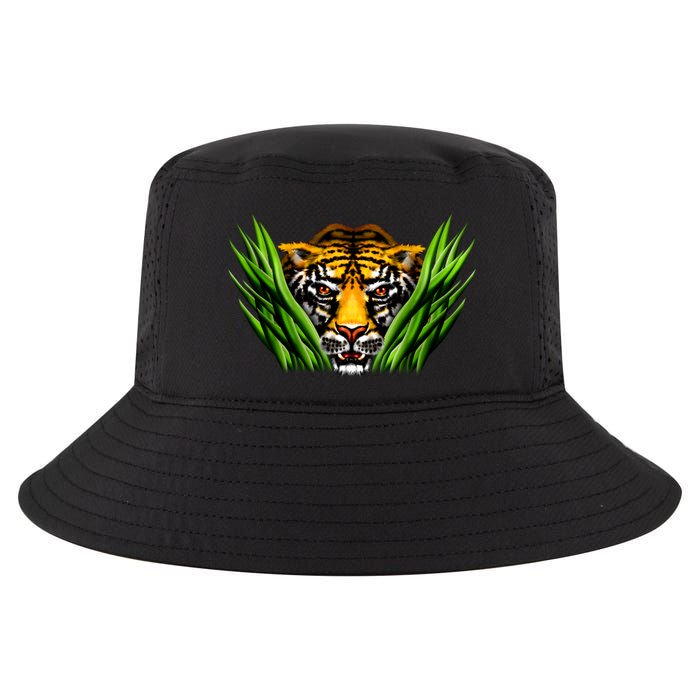 Wildlife - Tiger In Grass Portrait Cool Comfort Performance Bucket Hat