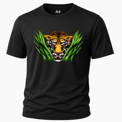 Wildlife - Tiger In Grass Portrait Performance Shirt
