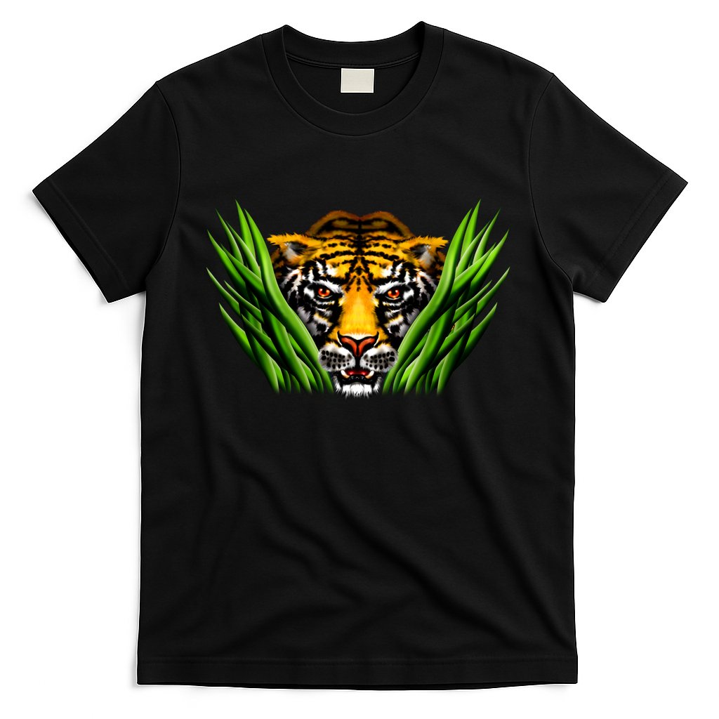 Wildlife - Tiger In Grass Portrait T-Shirt