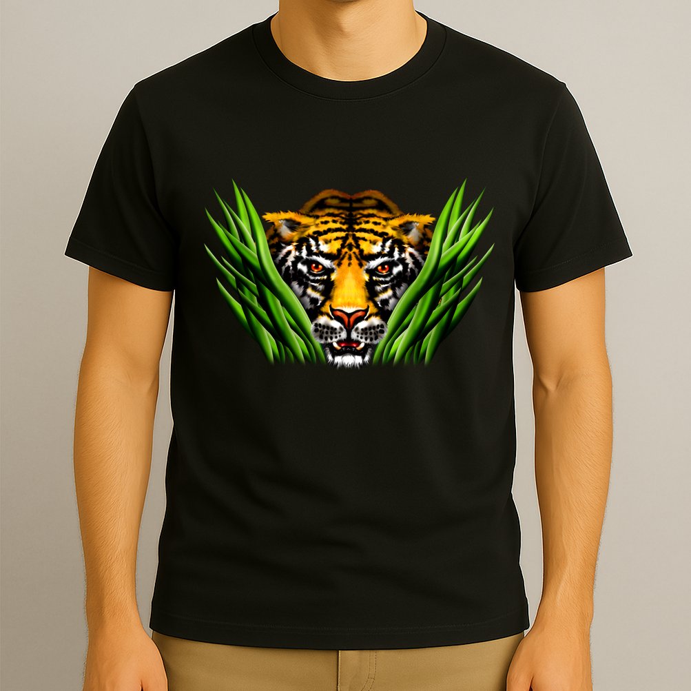 Wildlife - Tiger In Grass Portrait T-Shirt