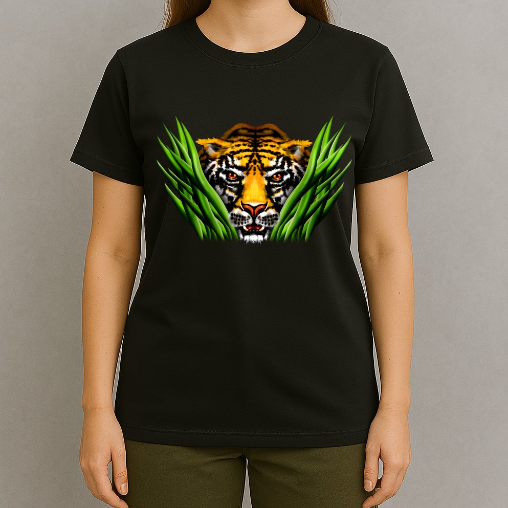 Wildlife - Tiger In Grass Portrait T-Shirt