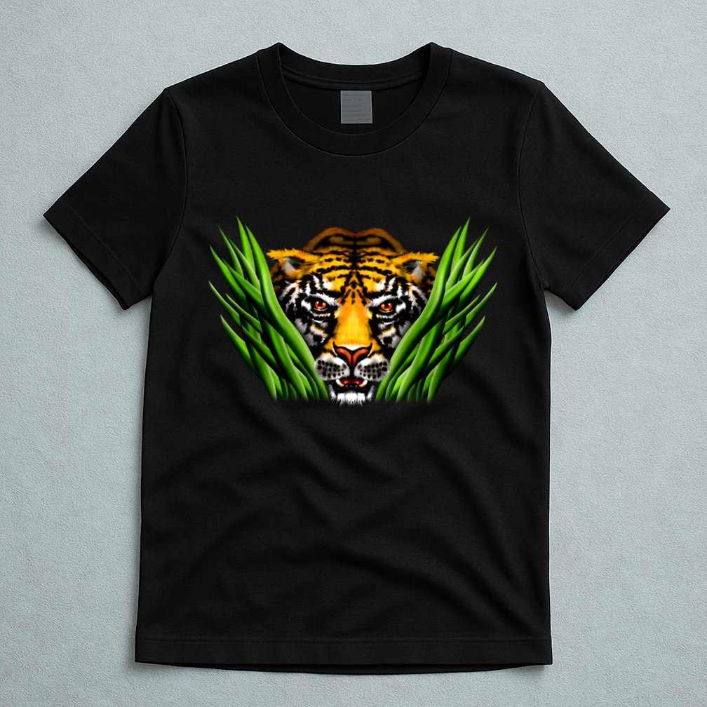 Wildlife - Tiger In Grass Portrait T-Shirt