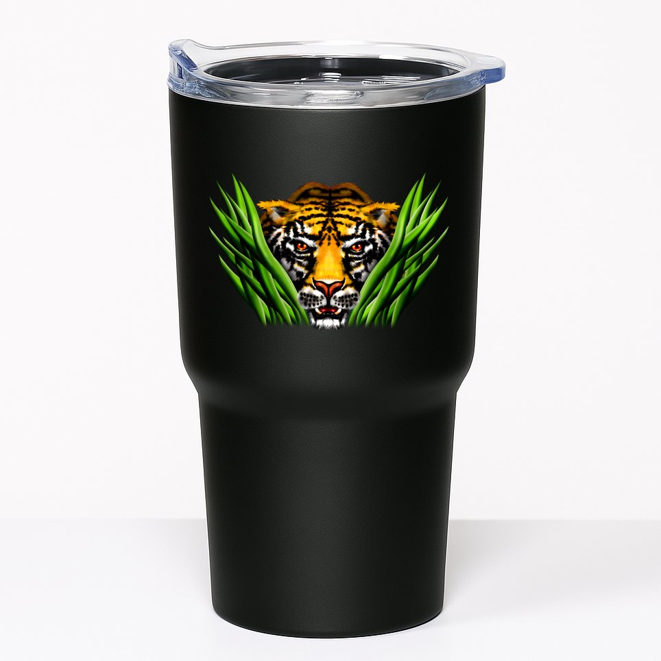 Wildlife - Tiger In Grass Portrait Tumbler