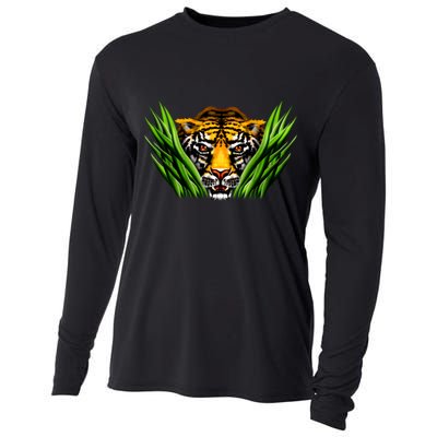 Wildlife - Tiger In Grass Portrait Cooling Performance Long Sleeve Crew