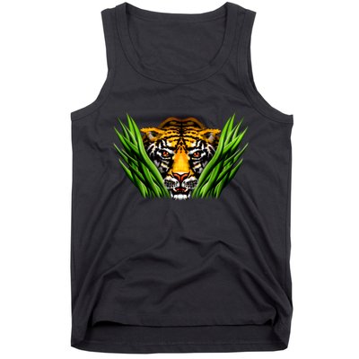Wildlife - Tiger In Grass Portrait Tank Top
