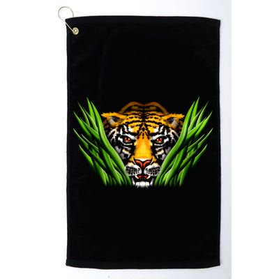 Wildlife - Tiger In Grass Portrait Golf Towel